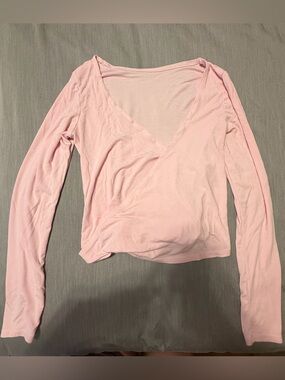 Amazon, Suuksess brand, Light Pink Wrap Top, Long Sleeve, Crop, Lightweight